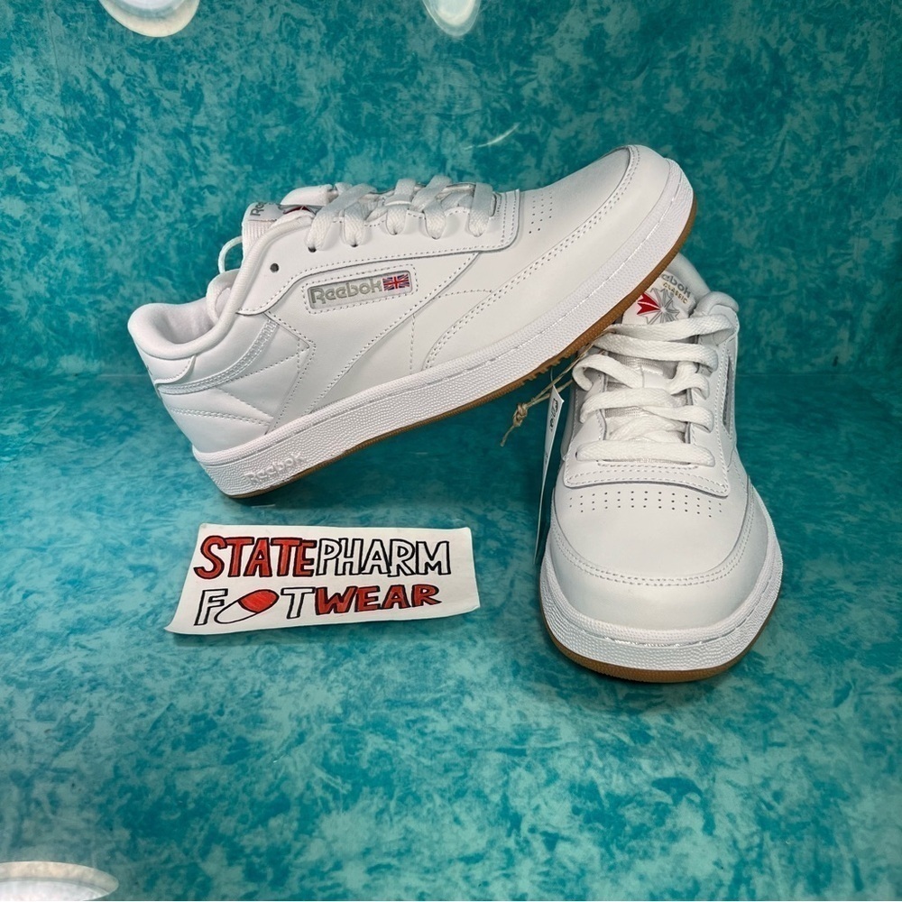 Reebok Classic Leather Sneakers in White with Gum Sole